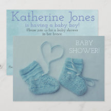 Convite para chá de fotos do bebê bote azul