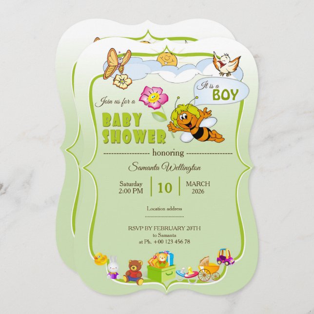 convite para chá de fraldas (Frente/Verso)