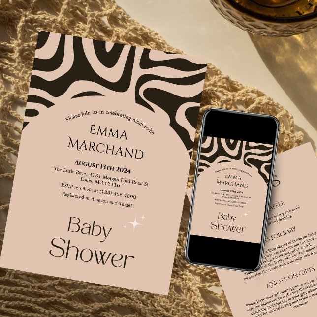 Convite para Chá de fraldas abstrato Boho (Criador carregado)