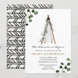 Convite para chá de fraldas Adventure BohoTeepe