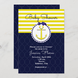 Convite para Chá de fraldas Amarelo Azul Ângulo Ná