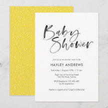 Convite para Chá de fraldas amarelo - letreiro