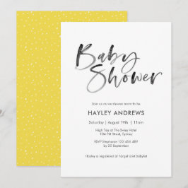 Convite para Chá de fraldas amarelo - letreiro