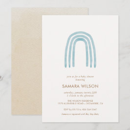 Convite para Chá de fraldas Arco-Íris Azul Boho