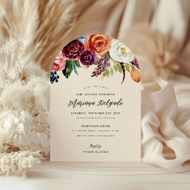 Convite para Chá de fraldas Autumn Boho Blooms