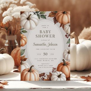 Convite para Chá de fraldas Autumn Cozy Pumpkin
