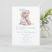 Convite para Chá de fraldas Azul Baby Boy