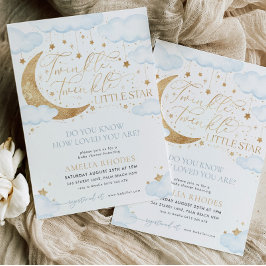 Convite para Chá de fraldas Azul Estrela Pequena B