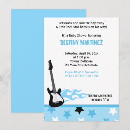 Convite para Chá de fraldas Baby Rock Star (Blue)