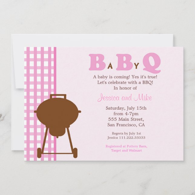 Convite para Chá de fraldas BaByQ de CHURRASCO (Frente)