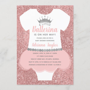 Convite para Chá de fraldas Ballerina, Rosa