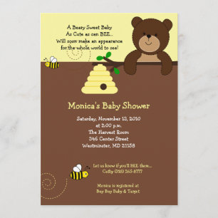Convite para Chá de fraldas Beary Sweet Bear & Be