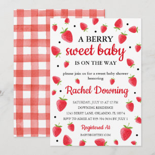 Convite para Chá de fraldas Berry Sweet Strawberry