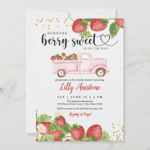 Convite para Chá de fraldas Berry Sweet Strawberry