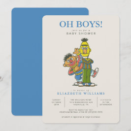 Convite para Chá de fraldas Bert & Ernie Twin Boys