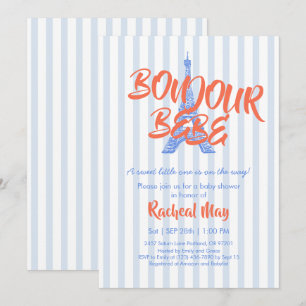 Convite para Chá de fraldas Blue Bonjour Bébé