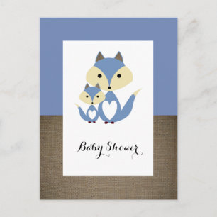 Convite para Chá de fraldas Blue Fox Burlap