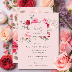 Convite para Chá de fraldas Blush Blossom