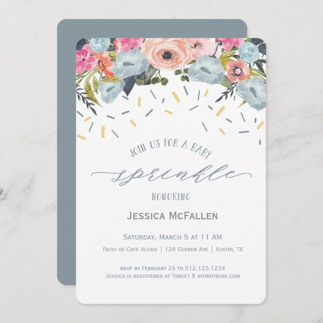 Convite para Chá de fraldas Boho Boy Sprinkle (Frente/Verso)