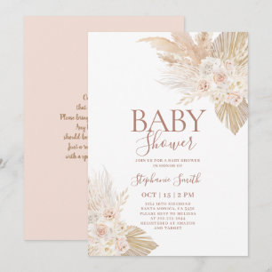 Convite para Chá de fraldas Boho Pampas
