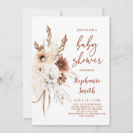 Convite para Chá de fraldas Boho Pampas Grass