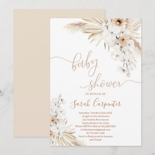 Convite para Chá de fraldas Boho Pampas Grass