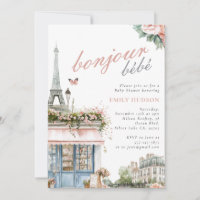 Convite para Chá de fraldas Bonjour Bebe Paris Caf