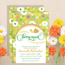 Convite para Chá de fraldas Botânico de Morango