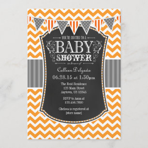 Convite para Chá de fraldas Chalkboard Chevron La