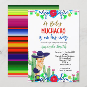 Convite para Chá de fraldas Charro Mexicano Boy