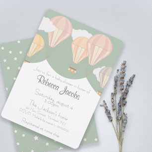 Convite para Chá de fraldas com balões de ar que