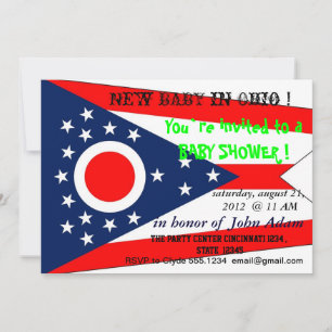 Convite para Chá de fraldas com Bandeira de Ohio