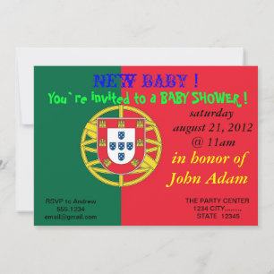 Convite para Chá de fraldas com Bandeira de Portu