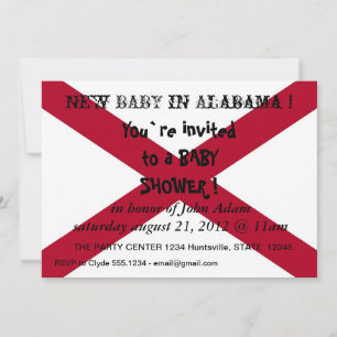 Convite para Chá de fraldas com Flag do Alabama, 