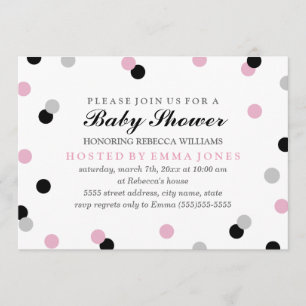 Convite para Chá de fraldas Confetti Cinza Preta R