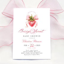 Convite para Chá de fraldas Coquette Strawberry
