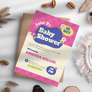 Convite para Chá de fraldas Cor-de-Rosa