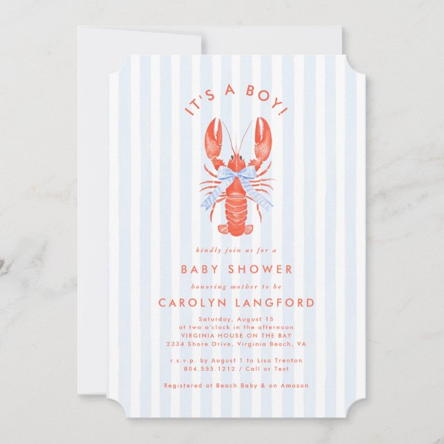 Convite para Chá de fraldas Costeiro (Frente)