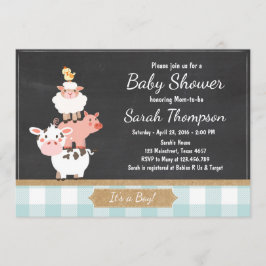 Convite para Chá de fraldas Country Baby Boy Blue