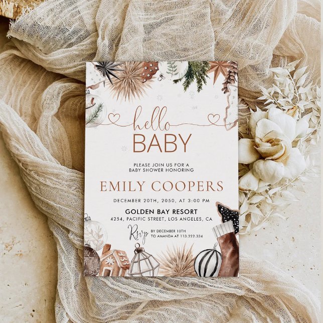 Convite para Chá de fraldas Cozy de Natal (Criador carregado)