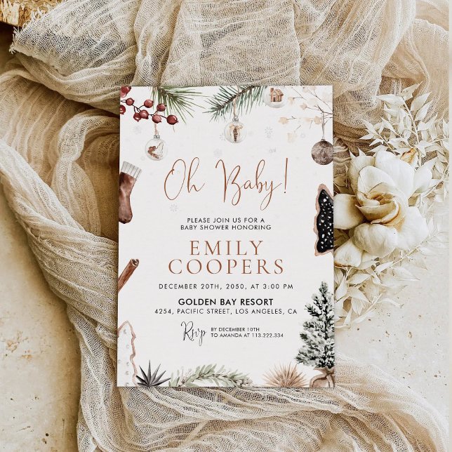 Convite para Chá de fraldas Cozy de Natal (Criador carregado)