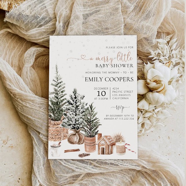 Convite para Chá de fraldas Cozy de Natal (Criador carregado)