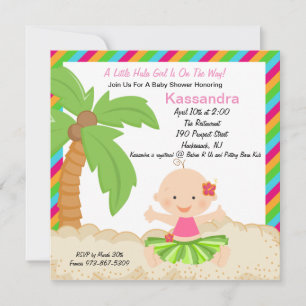 Convite para Chá de fraldas da Baby Hula Girl
