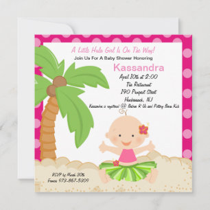 Convite para Chá de fraldas da Baby Hula Girl