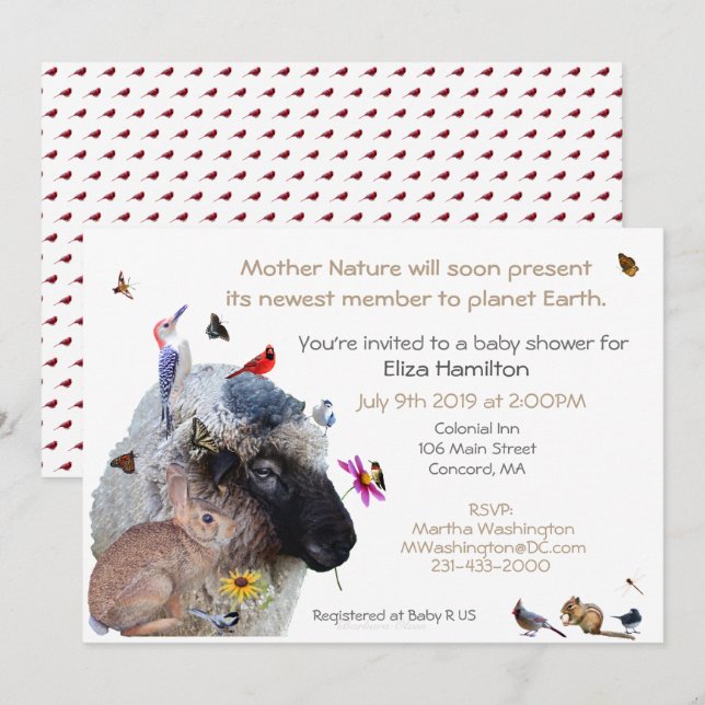 Convite para Chá de fraldas da Mãe Natureza: (Frente/Verso)