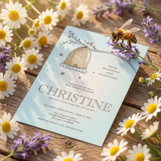 Convite para Chá de fraldas de Abelhas de Mel (Criador carregado)