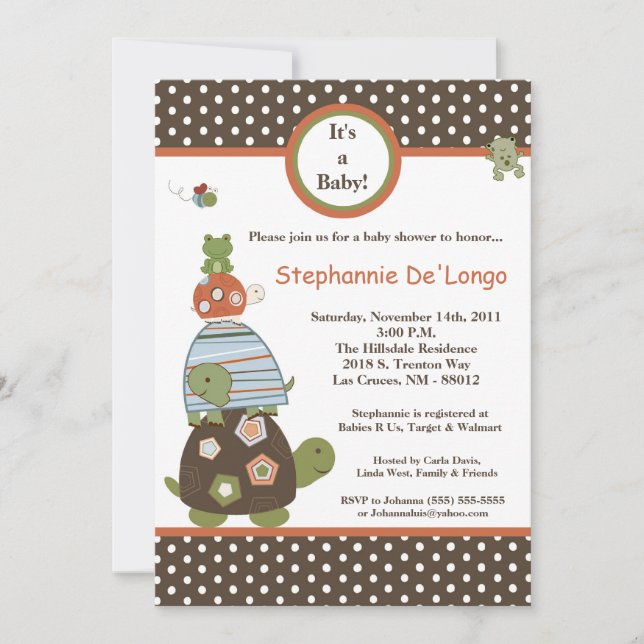 Convite para Chá de fraldas de Abelhas de Sapo de  (Frente)