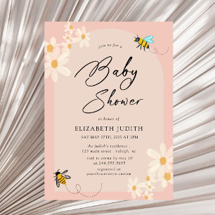 Convite para Chá de fraldas de Abelhas Florais Ros