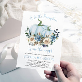 Convite para Chá de fraldas de Abóbora Azul