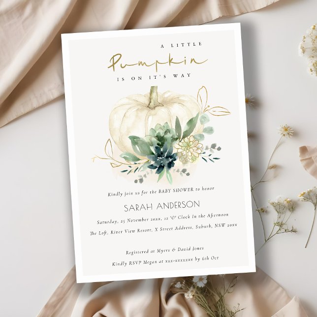 Convite para Chá de fraldas de Abóbora Azul (Criador carregado)